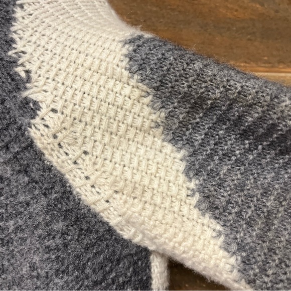 Skull Cashmere Chunky Knit Button Cardigan Sweater Colorblock Gray Oversized XS - Picture 5 of 13